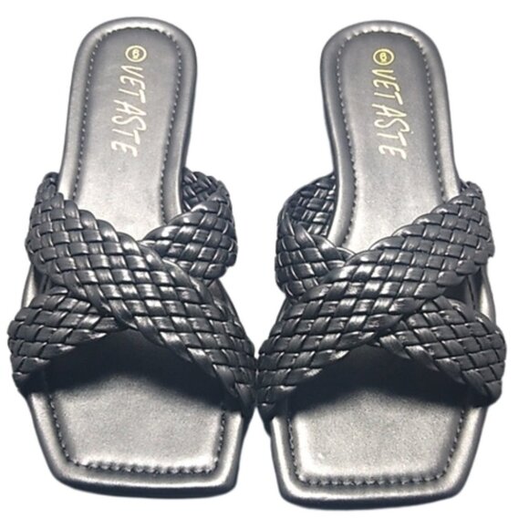 VARASTE Shoes - NEW W/O TAGS VETASTE WOMEN'S OPEN SQUARE TOE FLAT SLIDES BRAIDED SANDALS SIZE 6